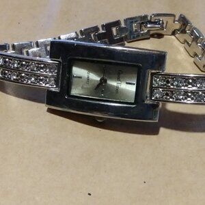 2 for $50 - Ladies Good Times rhinestone quartz watch untested, ~6.75" around